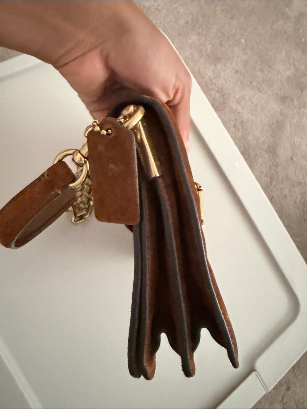 Coach Brown Suede Shoulder Bag with Gold Chain Hardware - Picture 8 of 11